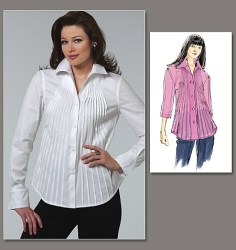 1165 VOGUE SANDRA BETZINA PLEAT SNAP BUTTON A-LINE SHIRT PATTERN ABC-GHIJ UNCUT